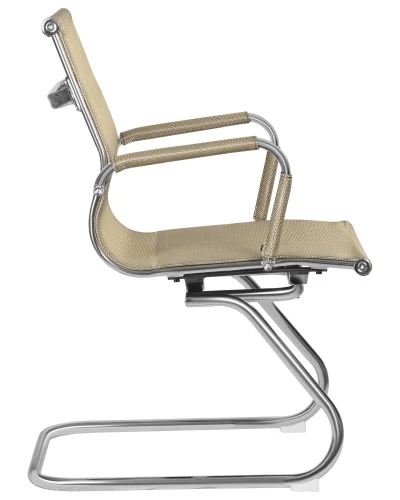 Офисное кресло для посетителей 102N_Mesh-LMR CODY MESH, цвет сиденья бежевый, цвет основания хромированная сталь Dobrin, бежевый/сетка, ножки//хром, размеры - *880***535*600 фото 3