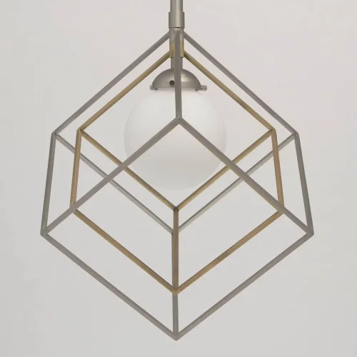 Светильник подвесной Призма 726010301 MW-Light бронзовый матовый никель белый 1 лампа, основание матовое никель в стиле современный куб фото 3