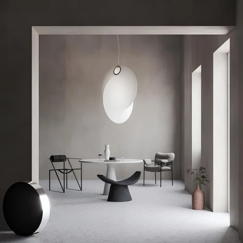 Светильник подвесной Overlap 10394/B LOFT IT белый на 1 лампу, основание белое в стиле современный фото 2