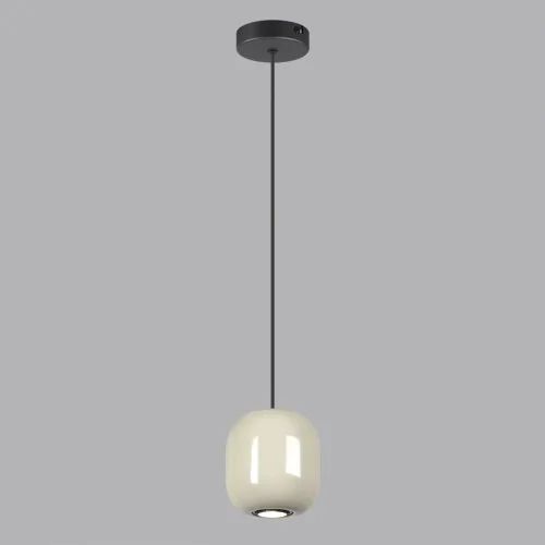 Светильник подвесной Ovali 5053/1A Odeon Light бежевый 1 лампа, основание чёрное в стиле современный шар фото 4