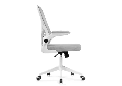 Компьютерное кресло Konfi light gray / white 15329 Woodville, серый/сетка ткань, ножки/металл/белый, размеры - *1110***600*660 фото 4