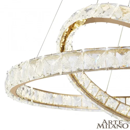 Люстра подвесная LED с пультом AM-Venezia 311311/D800-D600 GD Arte Milano прозрачная на 1 лампу, основание золотое в стиле современный кольца с пультом фото 7