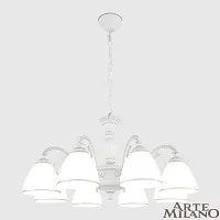 Люстра подвесная AM340837 340837/8 WT+SL Arte Milano белая на 8 ламп, основание белое в стиле классический 
