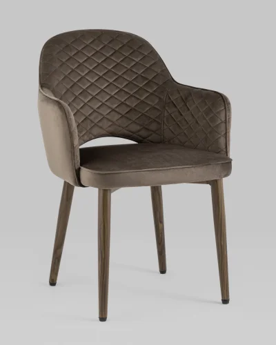 Стул Венера диамант NEW, велюр коричневый (ножки дерево) УТ000037248 Stool Group, коричневый/велюр, ножки/металл/коричневый, размеры - ****585*645 фото 2
