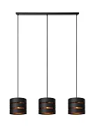 Светильник подвесной Rosas 21433/03/30 Lucide чёрный 3 лампы, основание чёрное в стиле лофт винтаж 