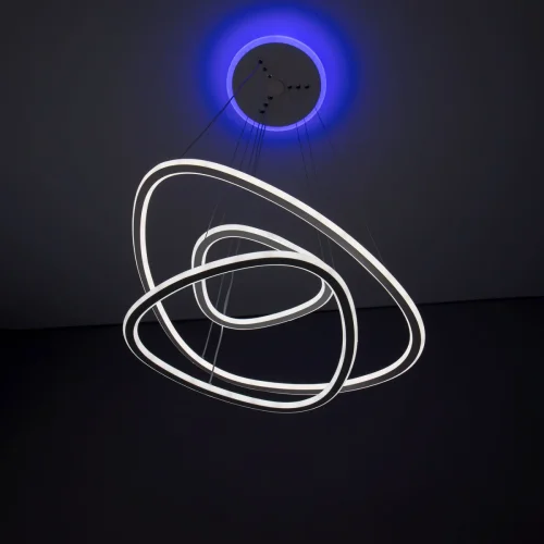 Люстра подвесная LED с пультом Неон Смарт CL731A330E Citilux белая на 1 лампа, основание белое в стиле современный хай-тек с пультом голосовое управление маруся яндекс алиса кольца фото 5