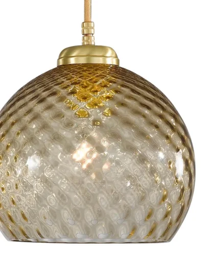 Светильник подвесной L 10031/1 Reccagni Angelo янтарный 1 лампа, основание матовое золото в стиле классический современный выдувное фото 2
