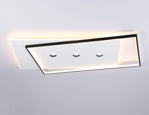 Светильник потолочный LED с пультом FL5066 Ambrella light белый чёрный 1 лампа, основание белое в стиле современный хай-тек квадраты фото 4
