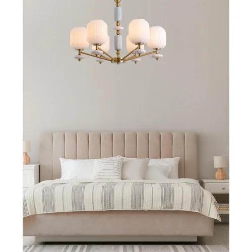 Люстра подвесная Alegra 8334/8 Lumion белая на 8 ламп, основание бронзовое в стиле классический фото 3