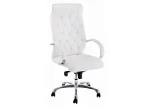 Компьютерное кресло Osiris white / satin chrome 15425 Woodville, белый/экокожа, ножки/металл/хром, размеры - ****620*