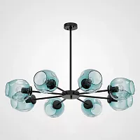 Люстра на штанге MARINE B 8 Black/Blue 189683-26 ImperiumLoft голубая на 8 ламп, основание чёрное в стиле скандинавский 