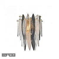 Бра Dolce W2543-1 GD iLamp прозрачный серый 1 лампа, основание золотое в стиле арт-деко флористика современный флористика