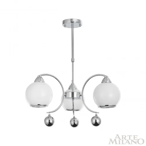 Люстра на штанге Neapolis-76207 276207/3 Ni Arte Milano белая на 3 лампы, основание никель в стиле современный фото 4 Люстра на штанге Neapolis-76207 276207/3 Ni Arte Milano белая на 3 лампы, основание никель в стиле современный фото 4