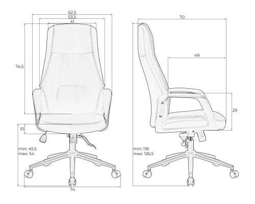 Офисное кресло для руководителей DOBRIN KEN (черный (RXT051-21)) цвет сиденья черный, цвет основания черный Dobrin, чёрный/экокожа, ножки/металл/, размеры - 1180*1265**** фото 10