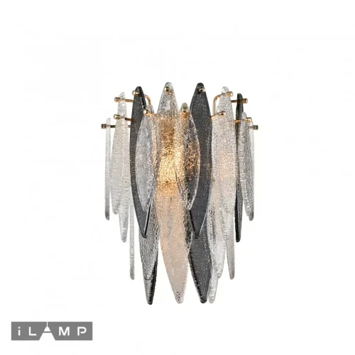 Бра Dolce W2543-1 GD iLamp прозрачный серый на 1 лампа, основание золотое в стиле арт-деко флористика современный флористика