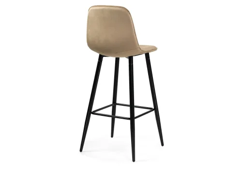 Барный стул Capri dark beige/ black 15131 Woodville, бежевый/велюр, ножки/металл/чёрный, размеры - ****435*490 фото 4