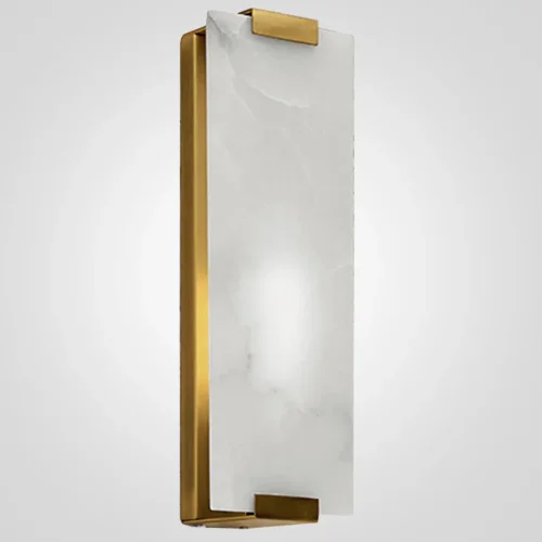 Бра Marble Rectangle Wall Lamp Brass 155095-22 ImperiumLoft белый на 1 лампа, основание латунь в стиле лофт современный 