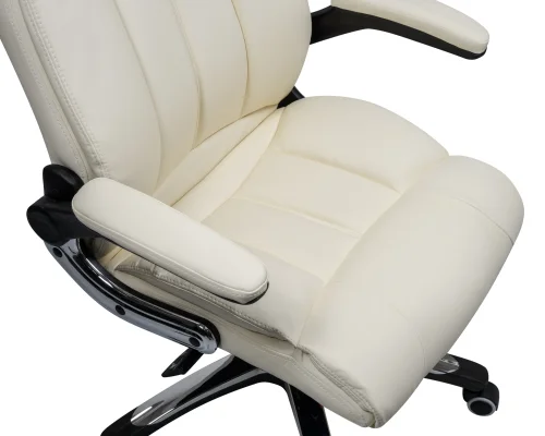 Офисное кресло для руководителей 107B-LMR RONALD, цвет кремовый Dobrin, кремовый/экокожа, ножки/металл/хром, размеры - 1130*1190***720*720 фото 7