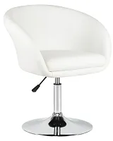 Кресло дизайнерское 8600-LM,  цвет сиденья белый, цвет основания хром Dobrin, белый/экокожа, ножки/металл/хром, размеры - 750*900***600*570
