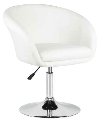 Кресло дизайнерское 8600-LM,  цвет сиденья белый, цвет основания хром Dobrin, белый/экокожа, ножки/металл/хром, размеры - 750*900***600*570