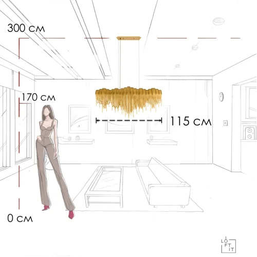 Люстра подвесная Volver 10404/1150L GD LOFT IT золотая на 7 ламп, основание золотое в стиле арт-деко цепочки фото 2