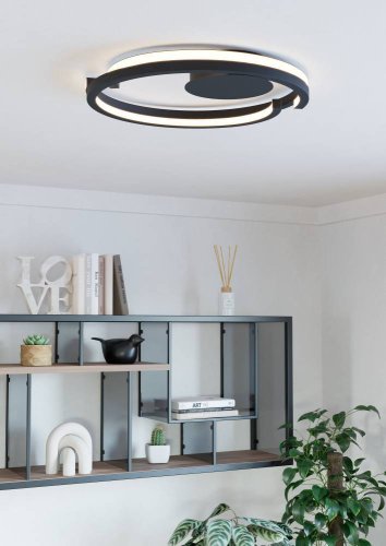 Светильник потолочный LED Mezzomonte 901821 Eglo чёрный на 1 лампу, основание чёрное в стиле современный хай-тек фото 2