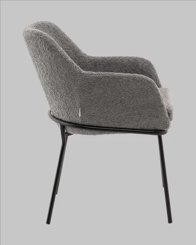 Стул с подлокотниками Кози new ткань букле тёмно-серый УТ000040878 Stool Group, серый/букле, ножки/металл/чёрный, размеры - ***** фото 3