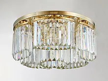Люстра потолочная хрустальная 4355/PL gold Newport прозрачная на 5 ламп, основание золотое в стиле классический 