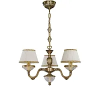 Люстра подвесная  L 6502/3 Reccagni Angelo белая на 3 лампы, основание золотое в стиле классический 