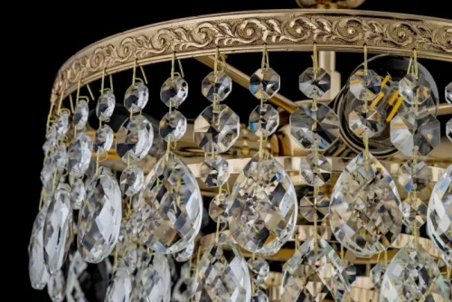 Люстра потолочная хрустальная Castellana E 1.3.30.608 G Arti Lampadari прозрачная на 4 лампы, основание золотое в стиле классический  фото 2