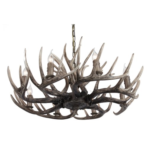 Люстра подвесная Corna SL154.703.08 ST-Luce без плафона на 8 ламп, основание серое в стиле кантри замковый рога фото 2
