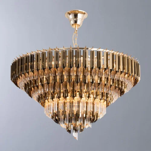 Люстра подвесная хрустальная Frizzante 1683/01 LM-10 Divinare золотая прозрачная на 10 ламп, основание золотое в стиле арт-деко  фото 2