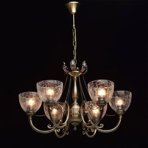 Люстра подвесная Аманда 481011506 MW-Light прозрачная на 6 ламп, основание античное бронза в стиле классический 