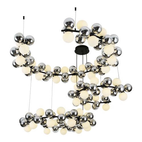 Люстра подвесная Honolulu LSP-6067 Lussole белая на 51 лампу, основание чёрное в стиле современный молекула шар
