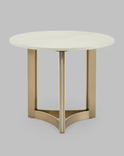 Журнальный столик Кассия 60*60, светлая керамика, сталь шампань УТ000041499 Stool Group столешница белая из мрамор