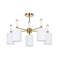 Люстра потолочная Waverley A4102PL-5PB Arte Lamp белая на 5 ламп, основание медь в стиле современный  Люстра потолочная Waverley A4102PL-5PB Arte Lamp белая на 5 ламп, основание медь в стиле современный