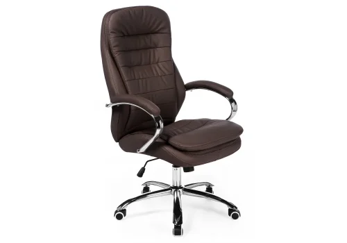Компьютерное кресло Tomar коричневое 1743 Woodville, коричневый/искусственная кожа, ножки/металл/хром, размеры - *1260***680*680 фото 7