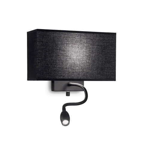 Бра LED HOTEL AP2 ALL BLACK Ideal Lux чёрный на 1 лампа, основание чёрное в стиле современный гибкая ножка