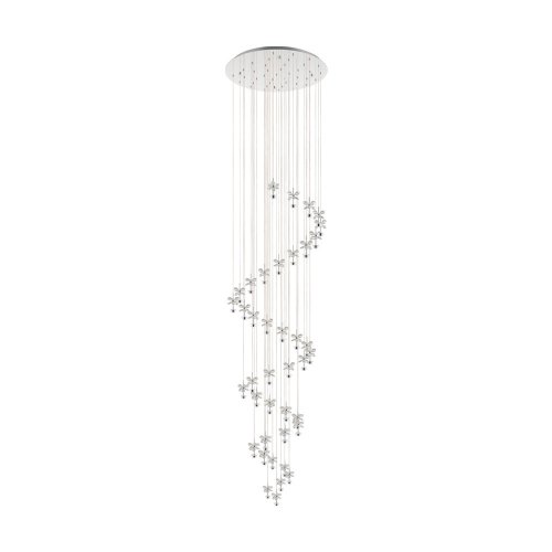 Люстра каскадная LED Pianopoli 1 39545 Eglo прозрачная на 40 ламп, основание хром в стиле современный каскад