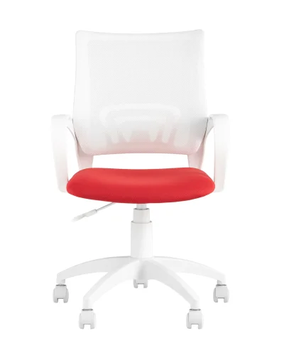 Кресло оператора Topchairs ST-BASIC-W красная ткань 26-22 крестовина белый пластик УТ000036062 Stool Group, красный/ткань, ножки/пластик/белый, размеры - ****635*605 фото 2