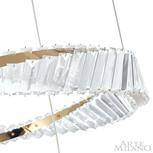 Люстра подвесная LED с пультом AM-Venezia 318311/D600-D400 GD Arte Milano прозрачная на 1 лампу, основание золотое в стиле современный кольца с пультом фото 8