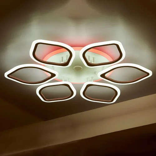Люстра потолочная LED RGB с пультом Ромби Смарт CL236A160E Citilux белая на 1 лампа, основание белое в стиле современный хай-тек с пультом фото 5