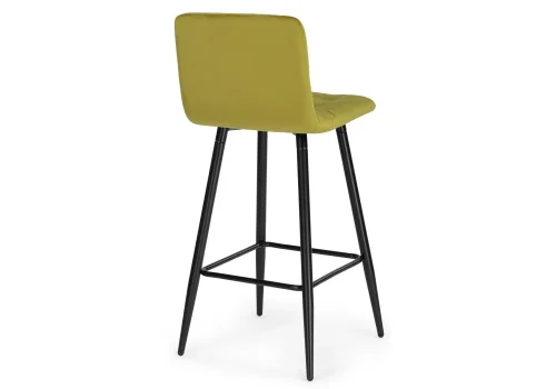 Барный стул Stich khaki 15055 Woodville, зелёный/велюр, ножки/металл/чёрный, размеры - ****430*480 фото 4