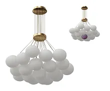 Люстра подвесная Алди 08475-19,20 Kink Light белая на 19 ламп, основание бронзовое в стиле модерн молекула шар