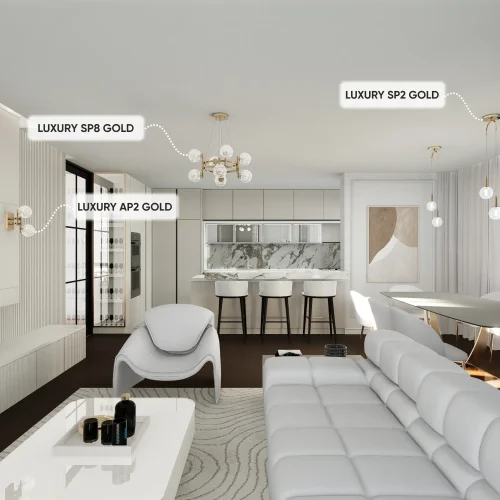 Люстра подвесная LUXURY SP8 GOLD Crystal Lux прозрачная на 8 ламп, основание золотое в стиле арт-деко молекула шар фото 3