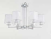 Люстра подвесная 4706/C Newport белая прозрачная на 6 ламп, основание хром в стиле современный 