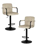 Стул барный набор 2 шт. SET-2 5011_BlackBase-LM KRUGER ARM BLACK, цвет сиденья бежевый вельвет (LAR-E2041-04), цвет основания черный Dobrin, /экокожа, ножки/металл/чёрный, размеры - 920*1130***510*490 Стул барный набор 2 шт. SET-2 5011_BlackBase-LM KRUGER ARM BLACK, цвет сиденья бежевый вельвет (LAR-E2041-04), цвет основания черный Dobrin, /экокожа, ножки/металл/чёрный, размеры - 920*1130***510*490
