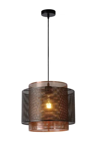 Светильник подвесной лофт Orrin 02404/01/30 Lucide чёрный медь 1 лампа, основание чёрное в стиле современный лофт 