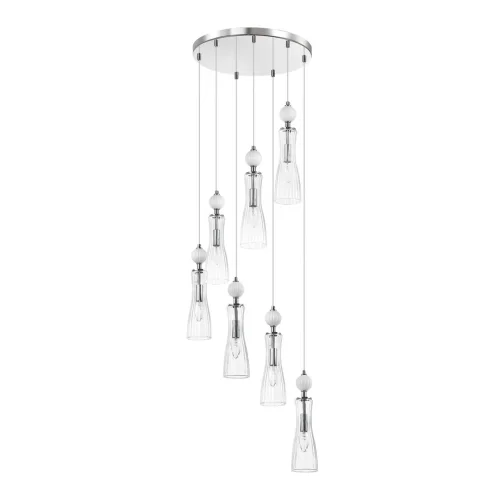Люстра каскадная Emily 8268/7A Lumion прозрачная на 7 ламп, основание хром в стиле классический 