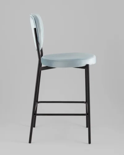 Стул полубарный Барбара NEW, велюр серо-голубой NC УТ000039830 Stool Group, голубой/велюр, ножки/металл/чёрный, размеры - ***** фото 3